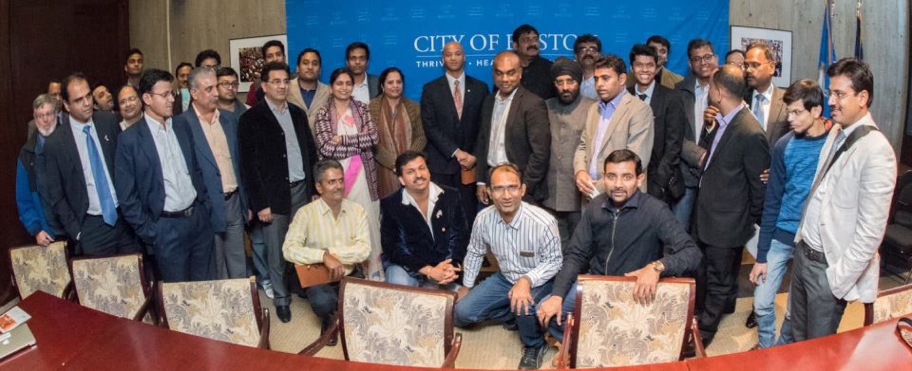 The delegation during a formal reception at the Boston Mayor's Office